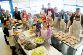 Tabitha Kirby's grade 11 hospitality/foods students at the new state of the art facility at Sydenham HS